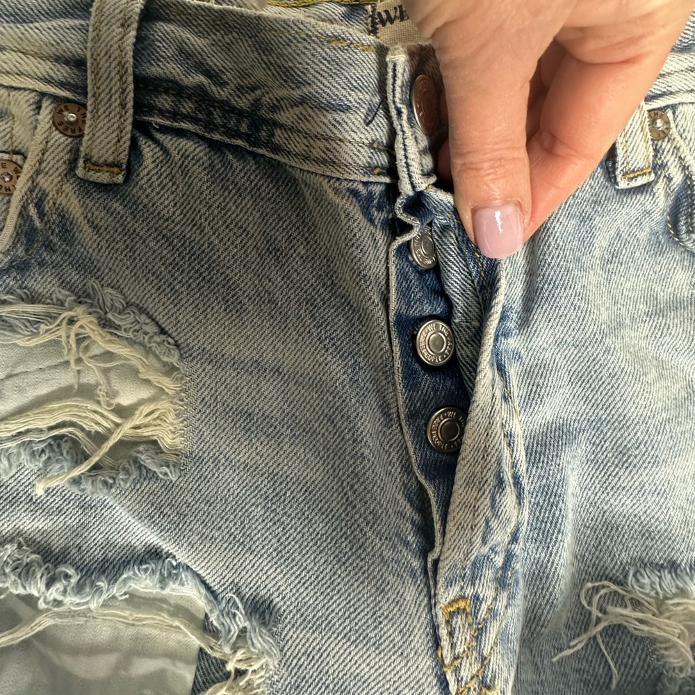 NWT Free People We The Free Maggie Mid rise Destroyed Straight Leg Jeans 25S - Picture 10 of 10